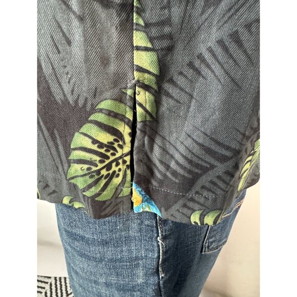 Guy Harvey By Aftco Bluewater Parrot Floral Silk Hawaiian Shirt M - Picture 6 of 16